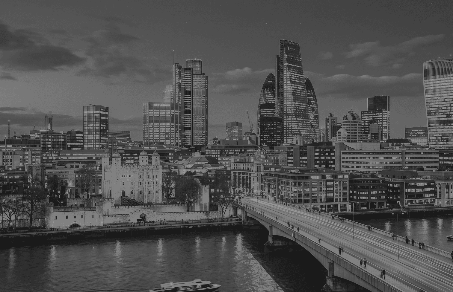 City skyline at dusk