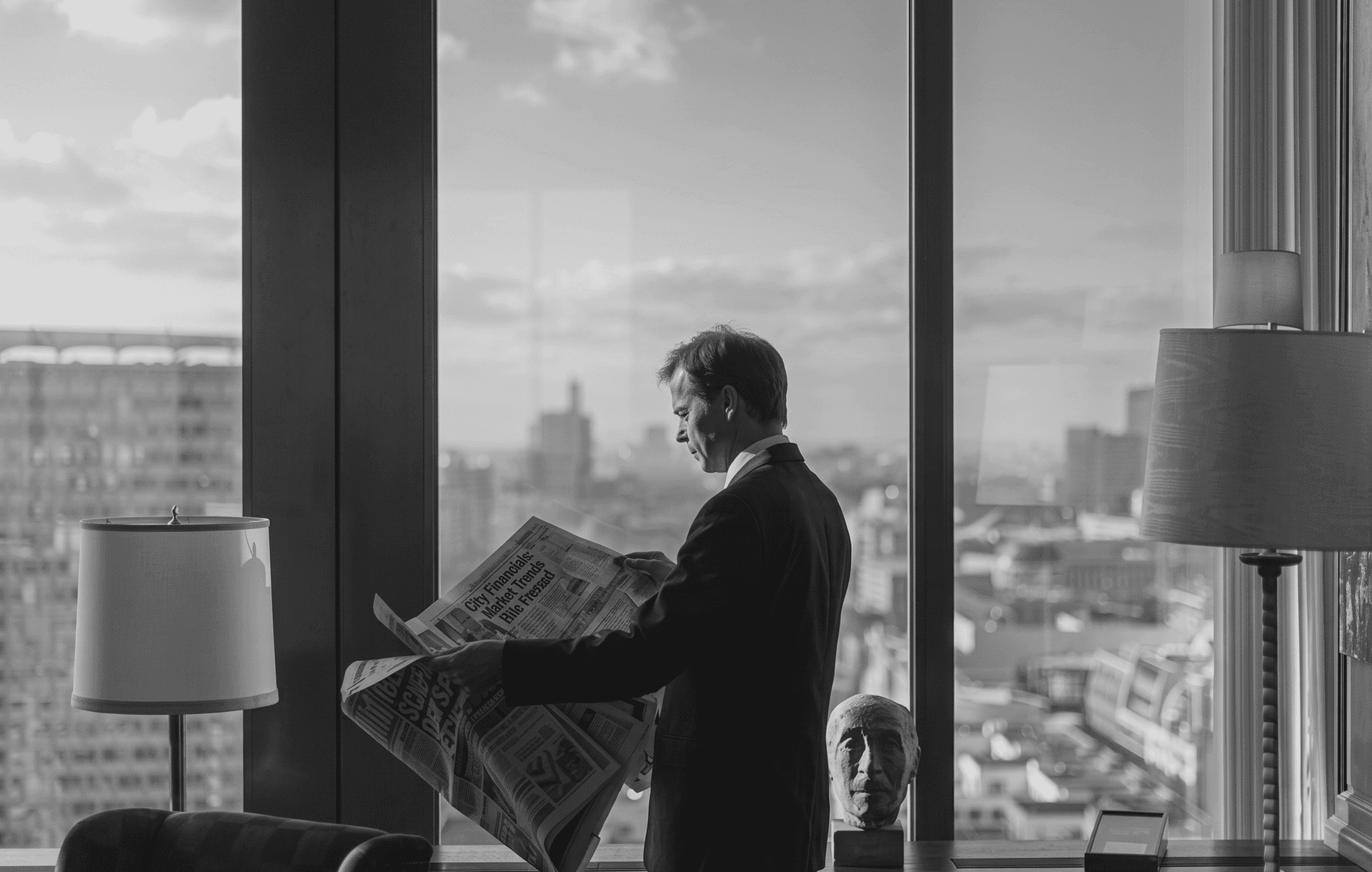 A principal reviewing the financial press